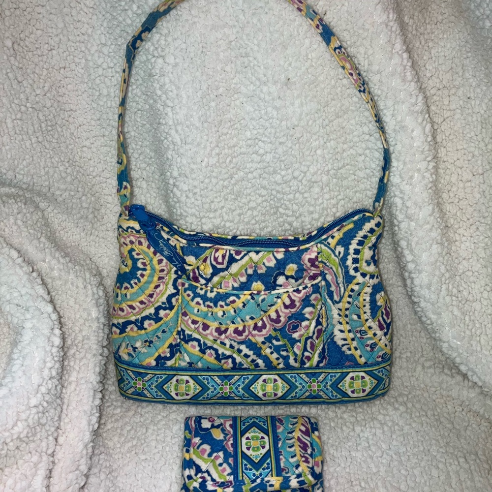 Vintage Spring 2007 Vera Bradley “Capri Blue” Molly Bag & Matching Pocket Wallet